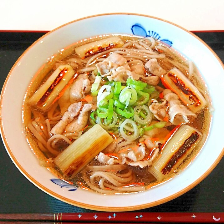 焼きねぎと豚肉のお蕎麦